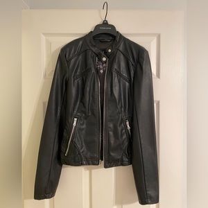 Black Faux Leather Moto Jacket Never Worn